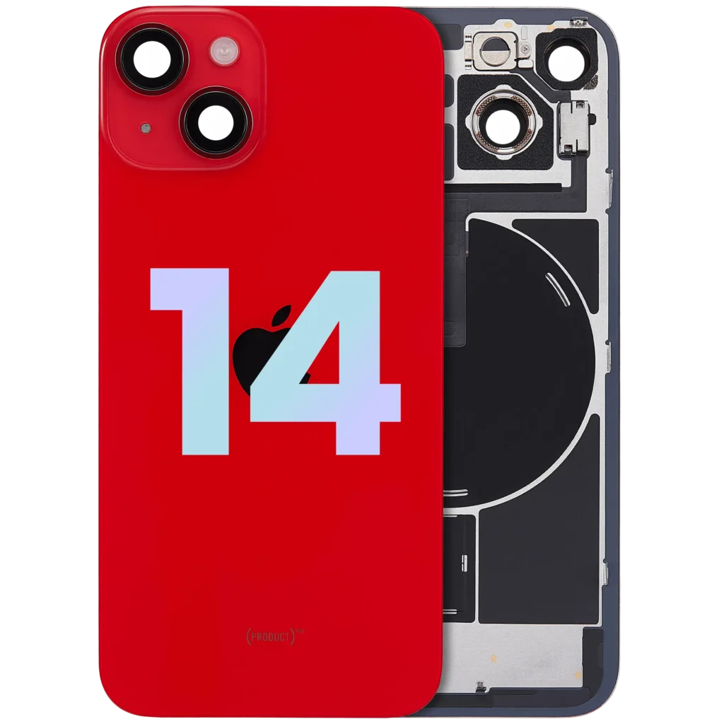 Back Glass w/ MagSafe Magnet & NFC & Flashlight Flex For iPhone 14 (Service Pack) (Red)