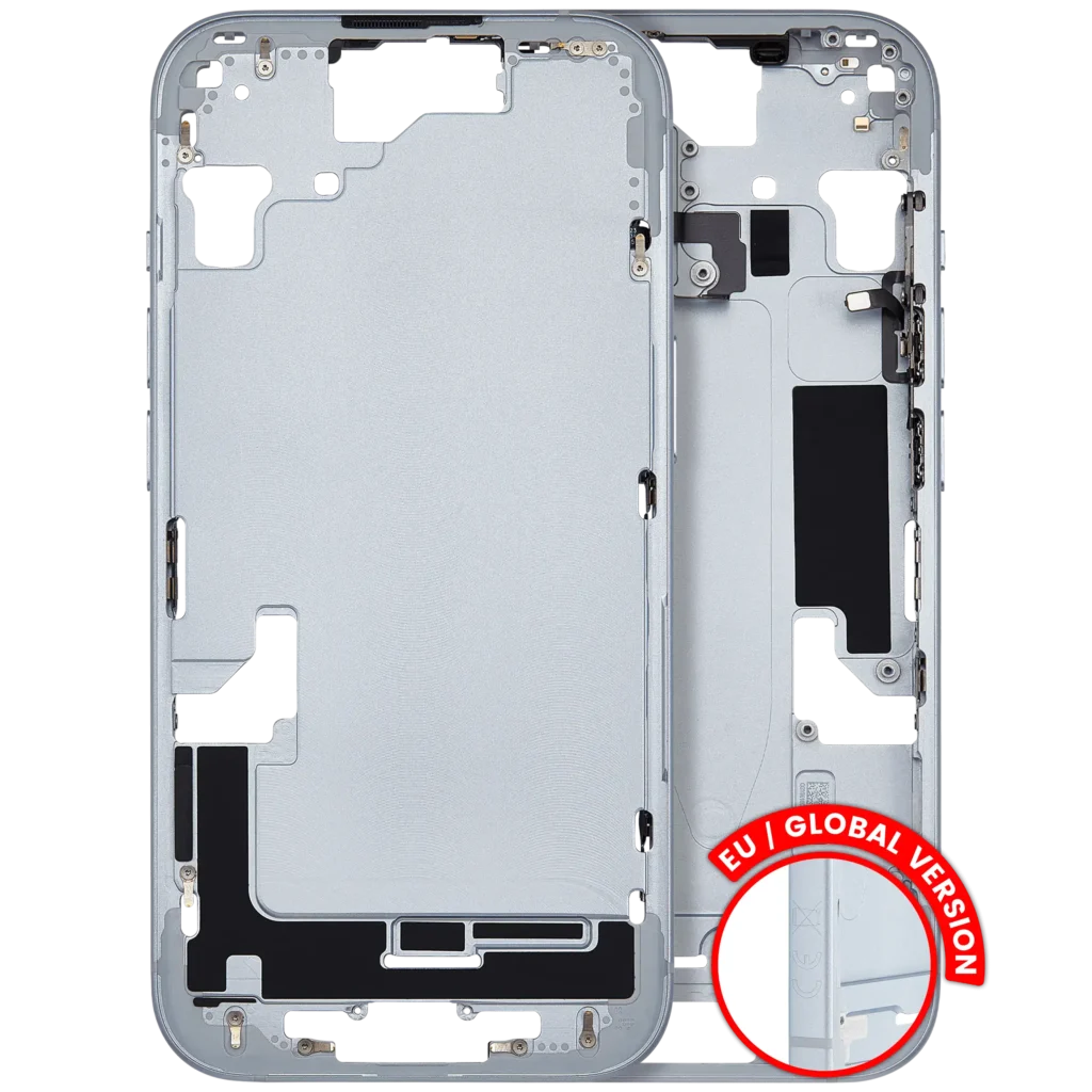 Mid-Frame Housing W/ Small Parts For iPhone 15 (EU / Global Version) (Used OEM Pull: Grade C) (Blue)