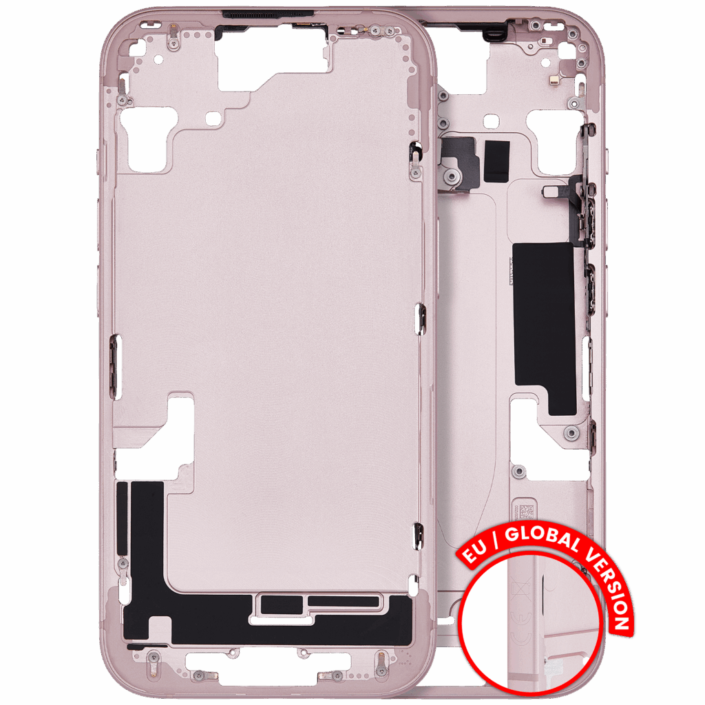 Mid-Frame Housing W/ Small Parts For iPhone 15 (EU / Global Version) (Used OEM Pull: Grade B) (Pink)