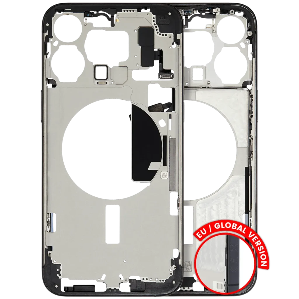 Mid-Frame Housing W/ Small Parts For iPhone 15 Pro Max (EU / Global Version) (Used OEM Pull: Grade C) (Black Titanium)