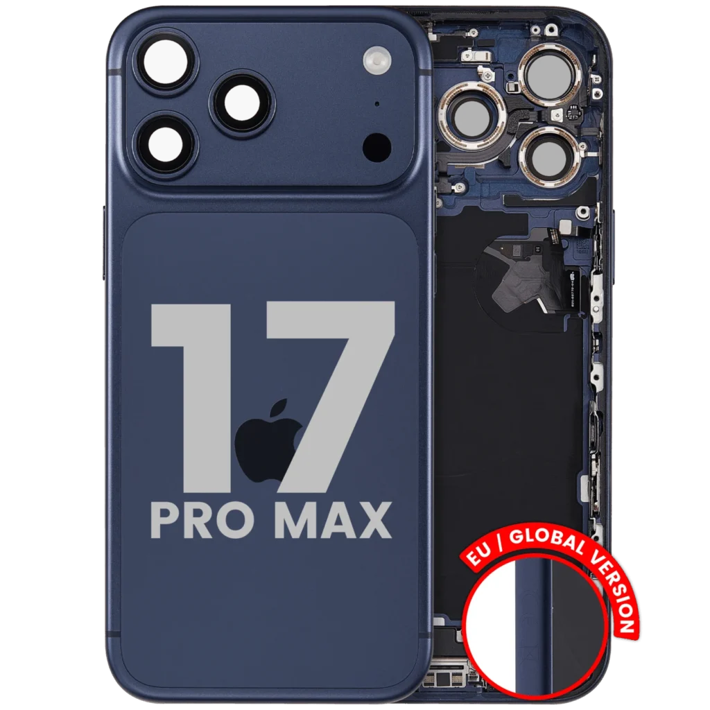 Back Housing W/ Charging Port Flex & Small Parts For iPhone 17 Pro Max (EU / Global Version) (Used OEM Pull: Grade B) (Deep Blue)