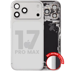 Back Housing W/ Charging Port Flex & Small Parts For iPhone 17 Pro Max (EU / Global Version) (Used OEM Pull: Grade C) (Silver)