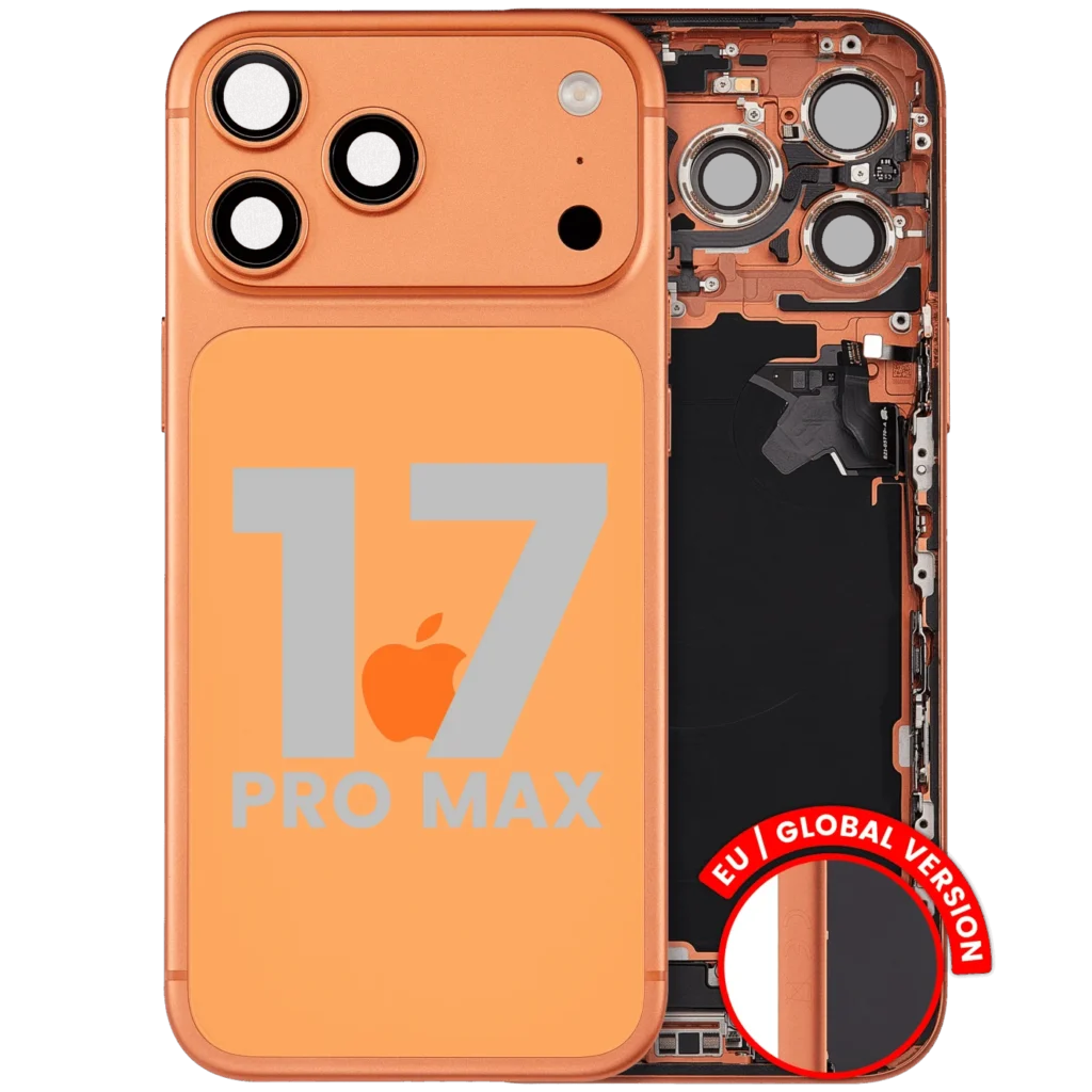 Back Housing W/ Charging Port Flex & Small Parts For iPhone 17 Pro Max (EU / Global Version) (Used OEM Pull: Grade C) (Cosmic Orange)
