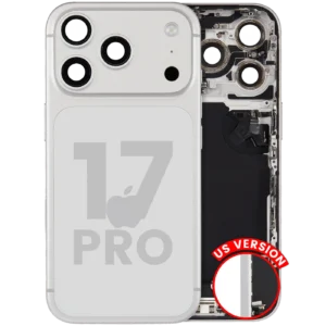 Back Housing W/ Charging Port Flex & Small Parts For iPhone 17 Pro (US Version) (Used OEM Pull: Grade B) (Silver)