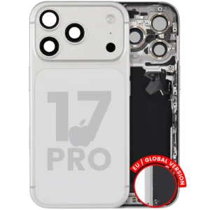 Back Housing W/ Charging Port Flex & Small Parts For iPhone 17 Pro (EU / Global Version) (Used OEM Pull: Grade C) (Silver)