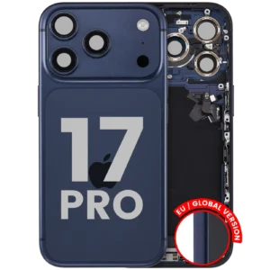 Back Housing W/ Charging Port Flex & Small Parts For iPhone 17 Pro (EU / Global Version) (Used OEM Pull: Grade C) (Deep Blue)