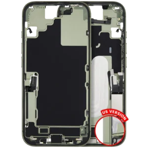 Mid-Frame Housing W/ Charging Port Flex & Small Parts For iPhone 17 (US Version) (Used OEM Pull: Grade B) (Sage)