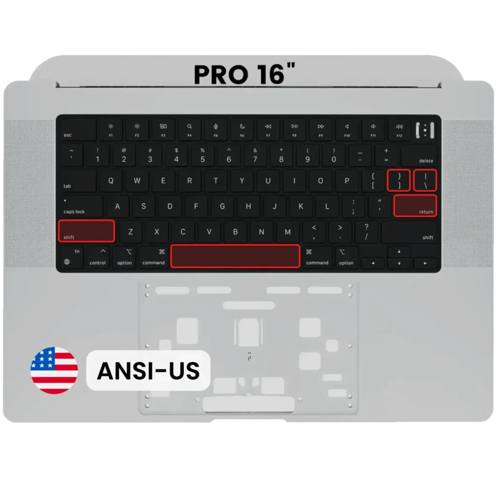 Top Case with Keyboard (ANSI US) For MacBook Pro 16" A2485 (2021) / A2780 (2023) (Used OEM Pull: Grade B/C) (Space Gray)