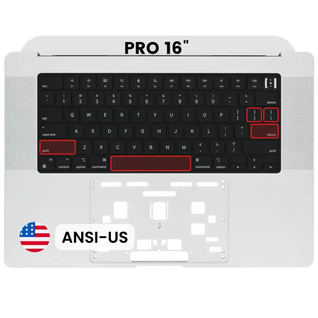 Top Case with Keyboard (ANSI US) For MacBook Pro 16" A2485 (2021) / A2780 (2023) (Silver)