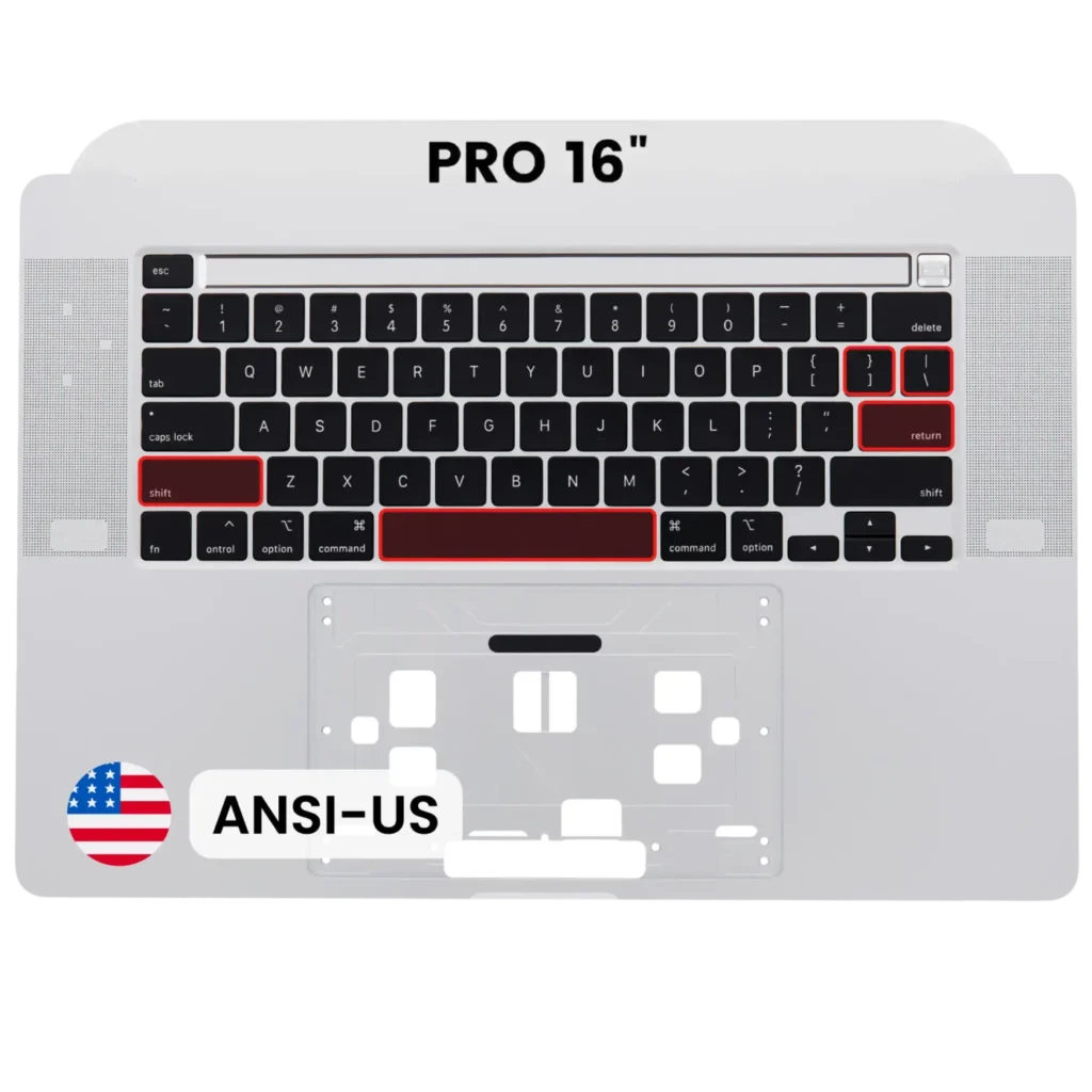 Top Case with Keyboard (ANSI US) For MacBook Pro 16" A2141 (2019) (Used OEM Pull: Grade A) (Silver)