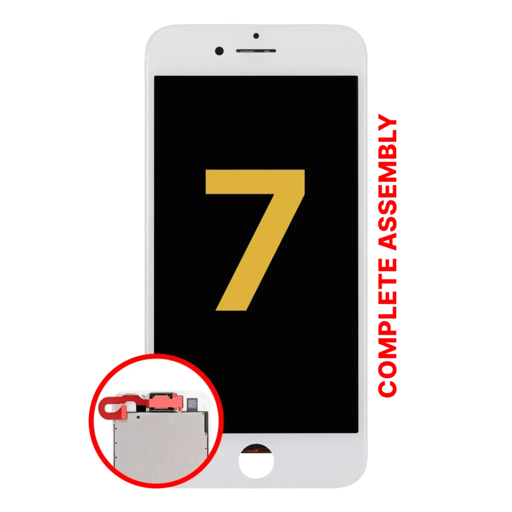 Complete LCD Assembly For iPhone 7 (With Steel Plate, Front Camera: Prox Sensor & Earpiece Speaker) (Refurbished) (White)
