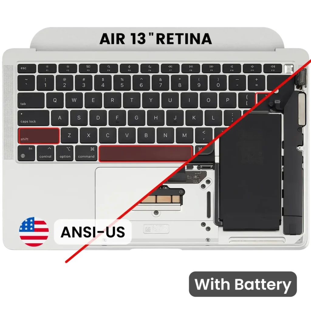 Top Case with Battery and Keyboard (ANSI US) For MacBook Air 13" A2337 (2020) (Used OEM Pull: Grade B/C) (Silver)