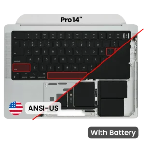 Top Case with Battery and Keyboard (ANSI US) For MacBook Pro 14" A2442 (2021) / A2779 (2023) (Used OEM Pull: Grade A) (Silver)