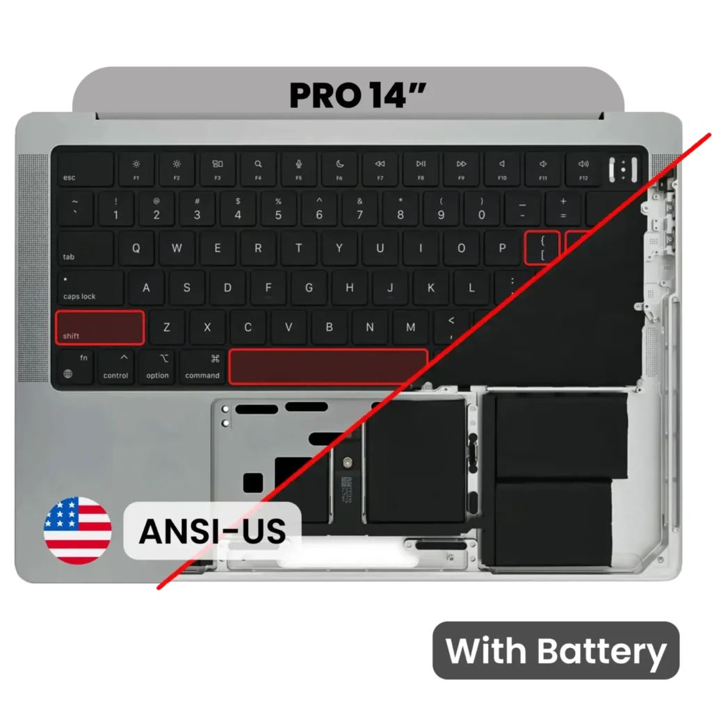 Top Case with Battery and Keyboard (ANSI US) For MacBook Pro 14" A2442 (2021) / A2779 (2023) (Used OEM Pull: Grade A) (Space Gray)