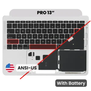 Top Case with Battery and Keyboard (ANSI US) For MacBook Pro 13" A1708 (2016) (Used OEM Pull: Grade A) (Silver)