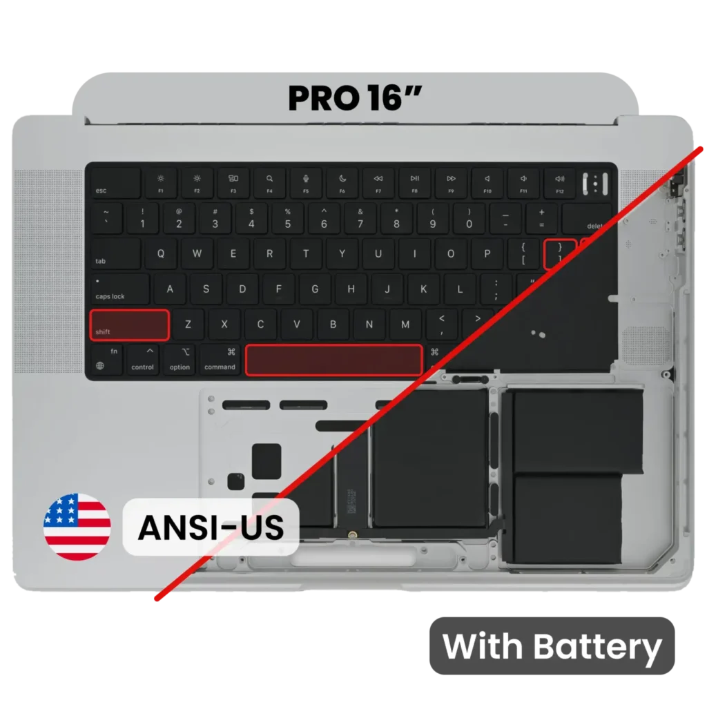 Top Case with Battery and Keyboard (ANSI US) For MacBook Pro 16" A2485 (2021) / A2780 (2023) (Used OEM Pull: Grade B) (Space Gray)