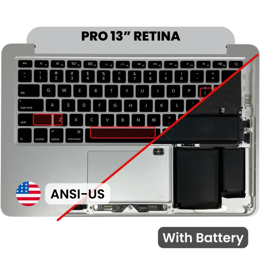 Top Case with Battery and Keyboard (ANSI US) For MacBook Pro 13" A1425 (2012-2013) (Used OEM Pull: Grade B/C)