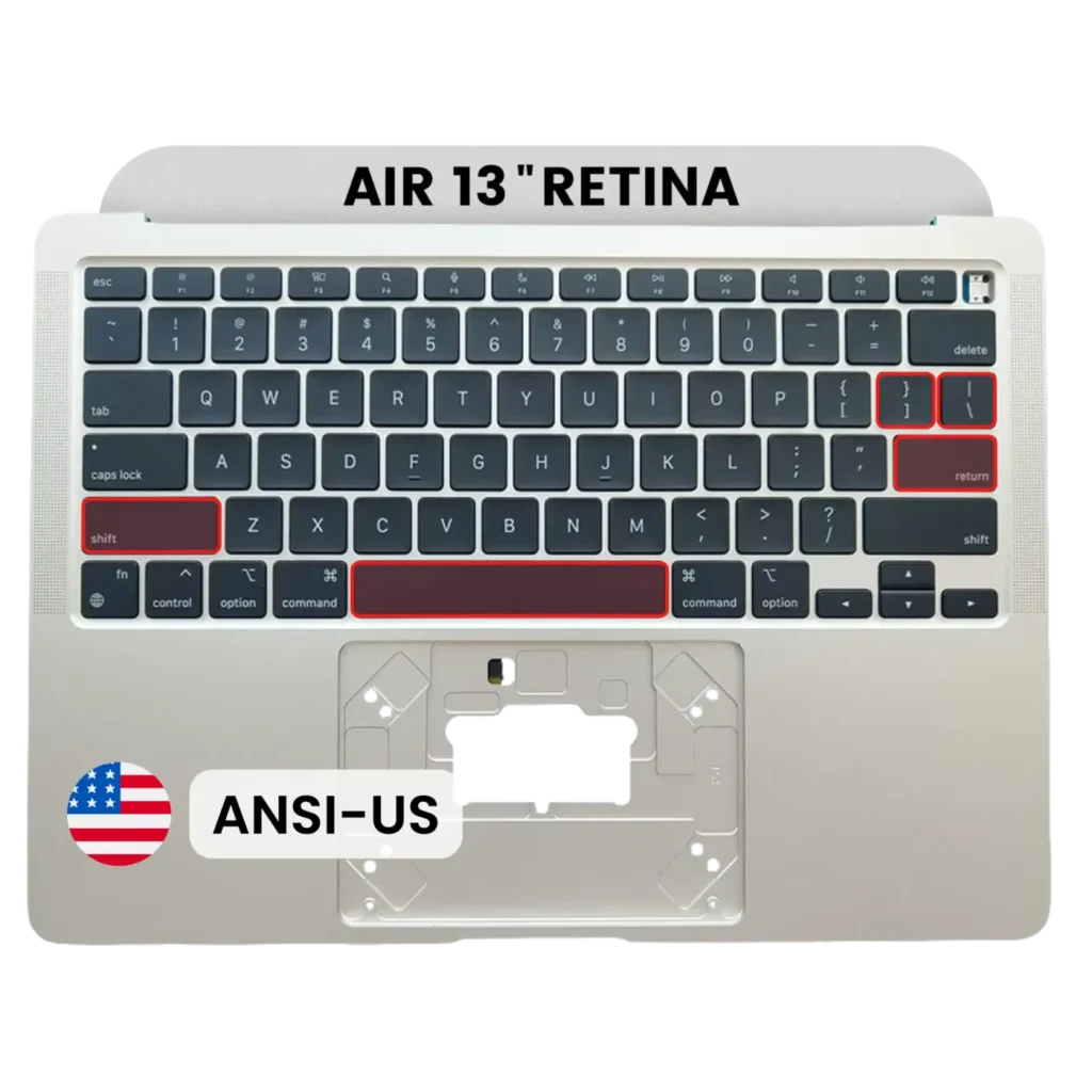 Top Case with Keyboard (ANSI US) For MacBook Air 13" A2337 (2020) (OEM New) (Silver)