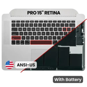 Top Case with Battery and Keyboard (ANSI US) For MacBook Pro 15" A1398 (2013-2014) (Used OEM Pull: Grade B/C)