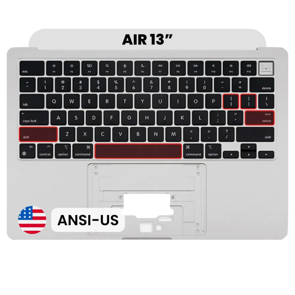 Top Case with Keyboard (ANSI US) For MacBook Air 13" A2681 (2022) (Used OEM Pull: Grade B) (Silver)