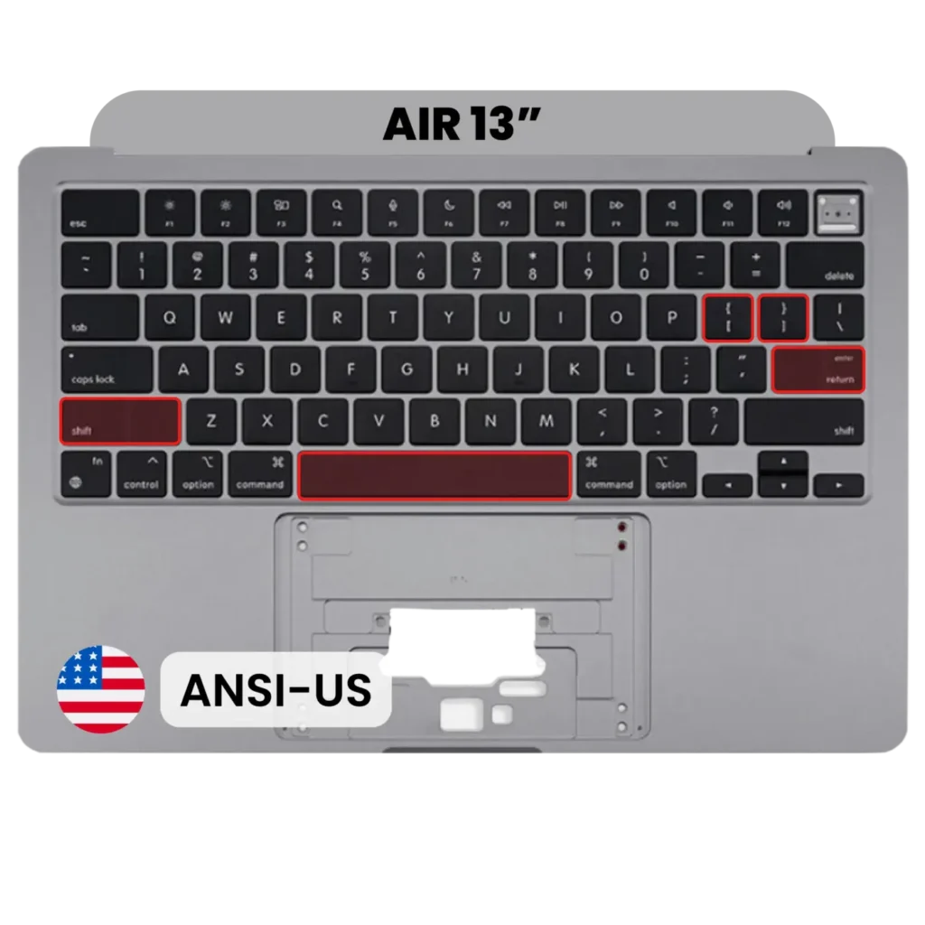 Top Case with Keyboard (ANSI US) For MacBook Air 13" A2681 (2022) (Used OEM Pull: Grade A) (Space Gray)