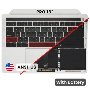 Top Case with Battery and Keyboard (ANSI US) For MacBook Pro 13" A2159 (2019) (Used OEM Pull: Grade B/C) (Silver)