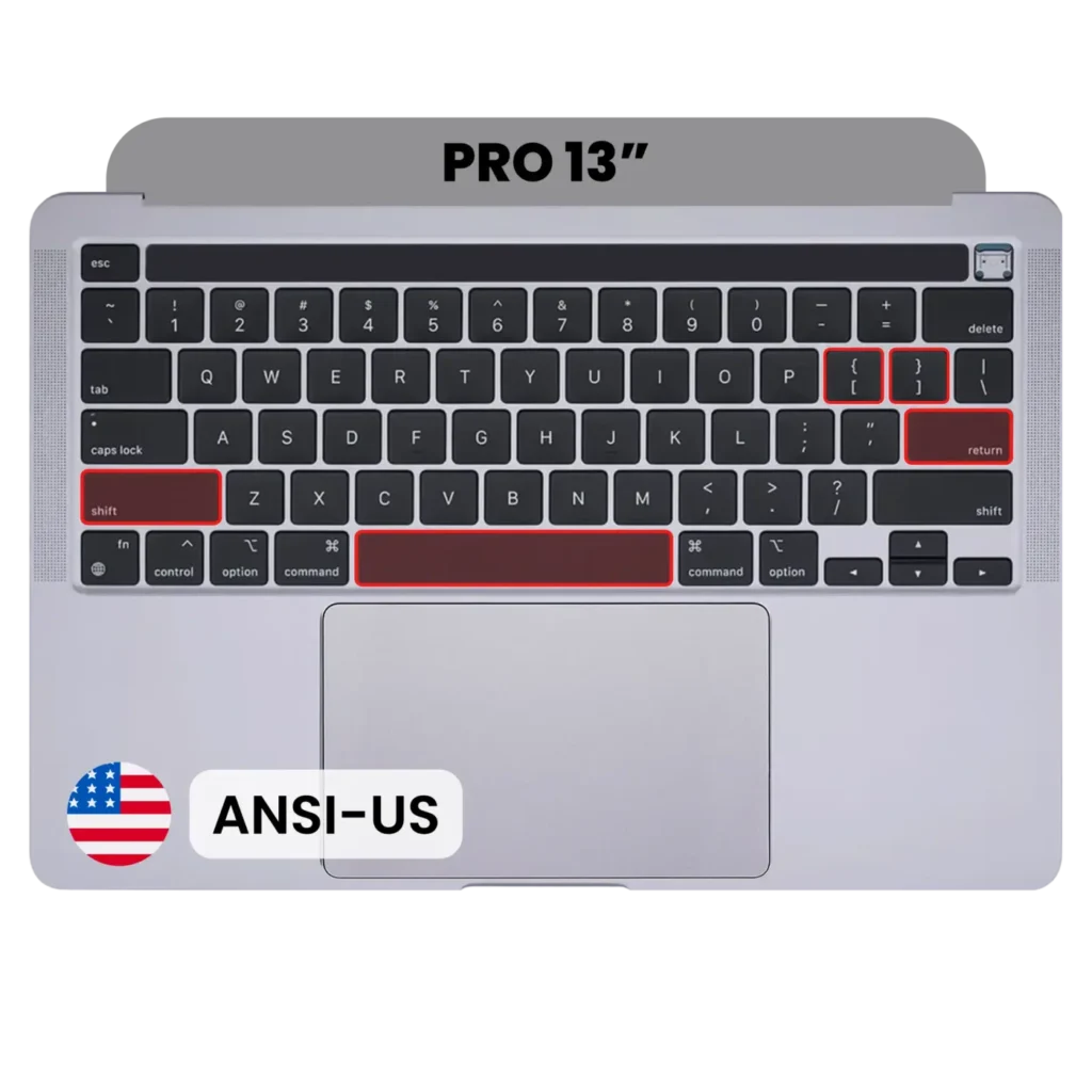Top Case with Keyboard (ANSI US) and Trackpad For MacBook Pro 13" A2338 (2020) (Used OEM Pull: Grade B/C) (Space Gray)