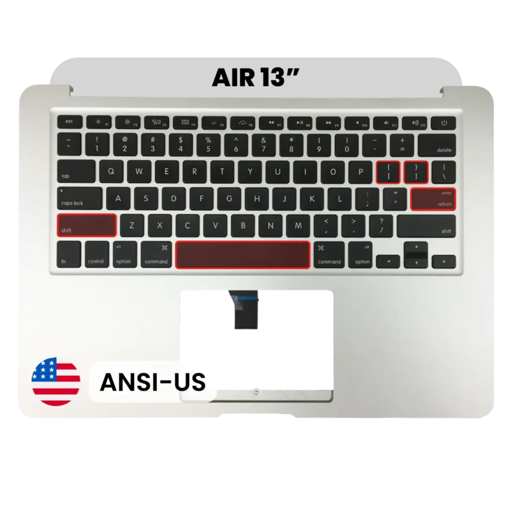 Top Case with Keyboard (ANSI US) and Microphone For MacBook Air 13" A1466 (2013-2017) (Used OEM Pull: Grade A)