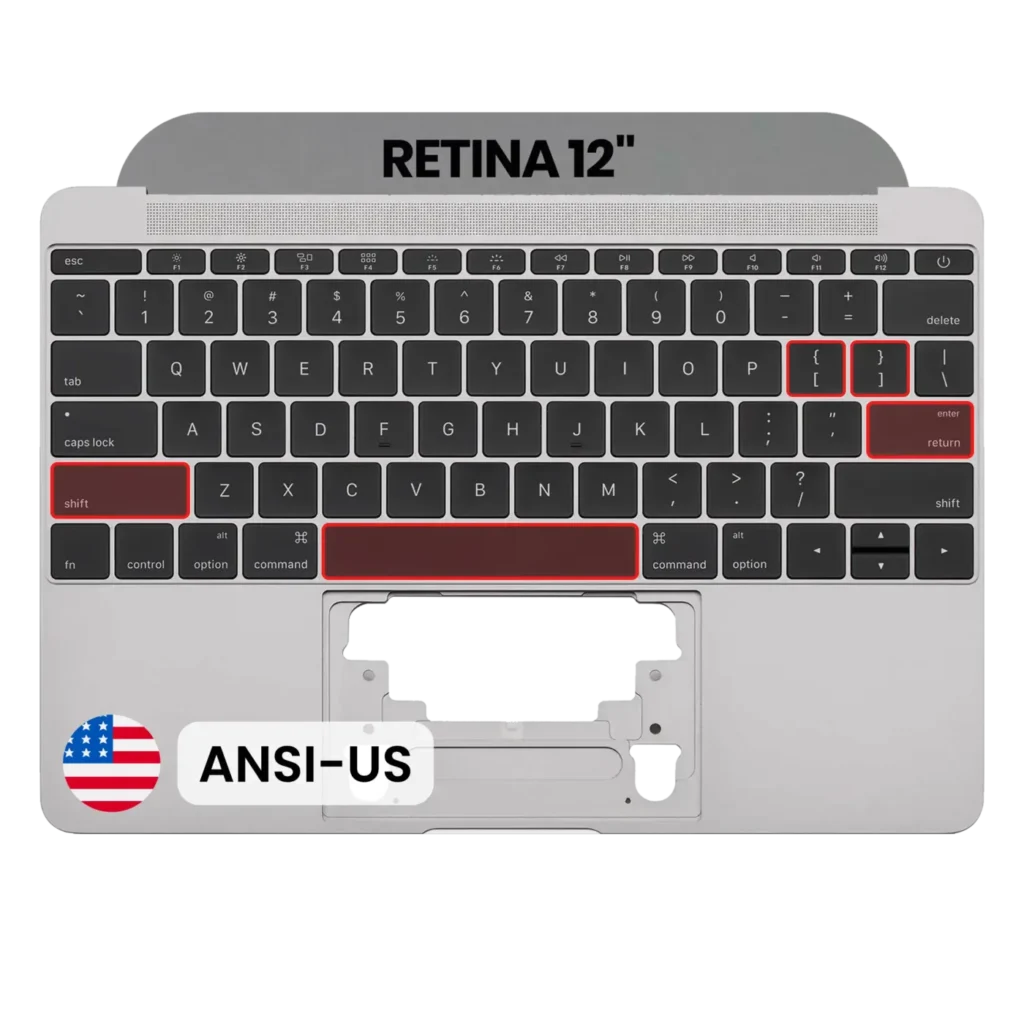 Top Case with Keyboard (ANSI US) and Microphone For MacBook 12" A1534 (2016-2017) (OEM New) (Space Gray)