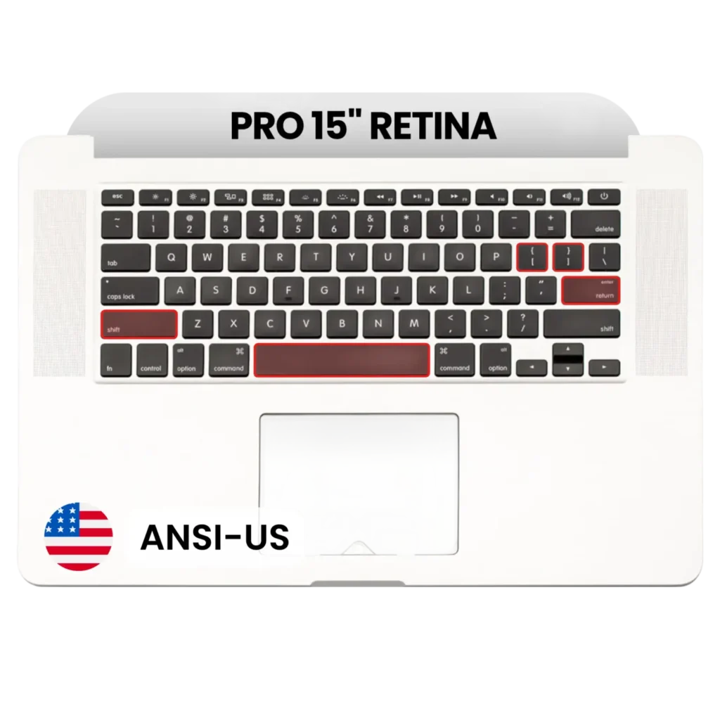 Top Case with Keyboard (ANSI US) and Microphone For MacBook Pro 15" A1398 (2015) (Used OEM Pull: Grade A)