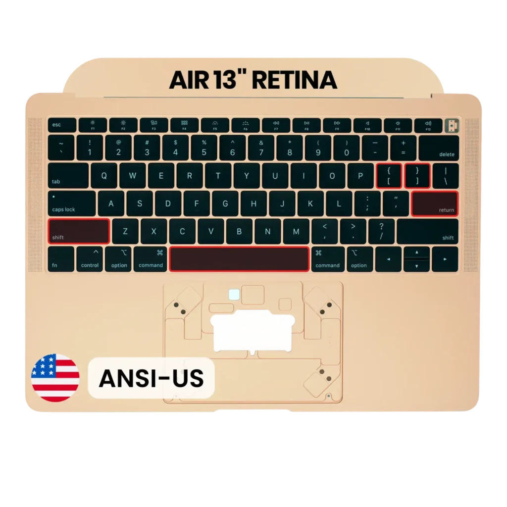 Top Case with Keyboard (ANSI US) For MacBook Air 13" A1932 (2018-2019) (OEM New) (Gold)