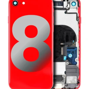 Back Housing With Small Components Pre-Installed For iPhone 8 (No Logo) (Aftermarket Plus) (Red)