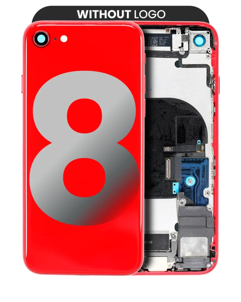Back Housing With Small Components Pre-Installed For iPhone 8 (No Logo) (Aftermarket Plus) (Red)
