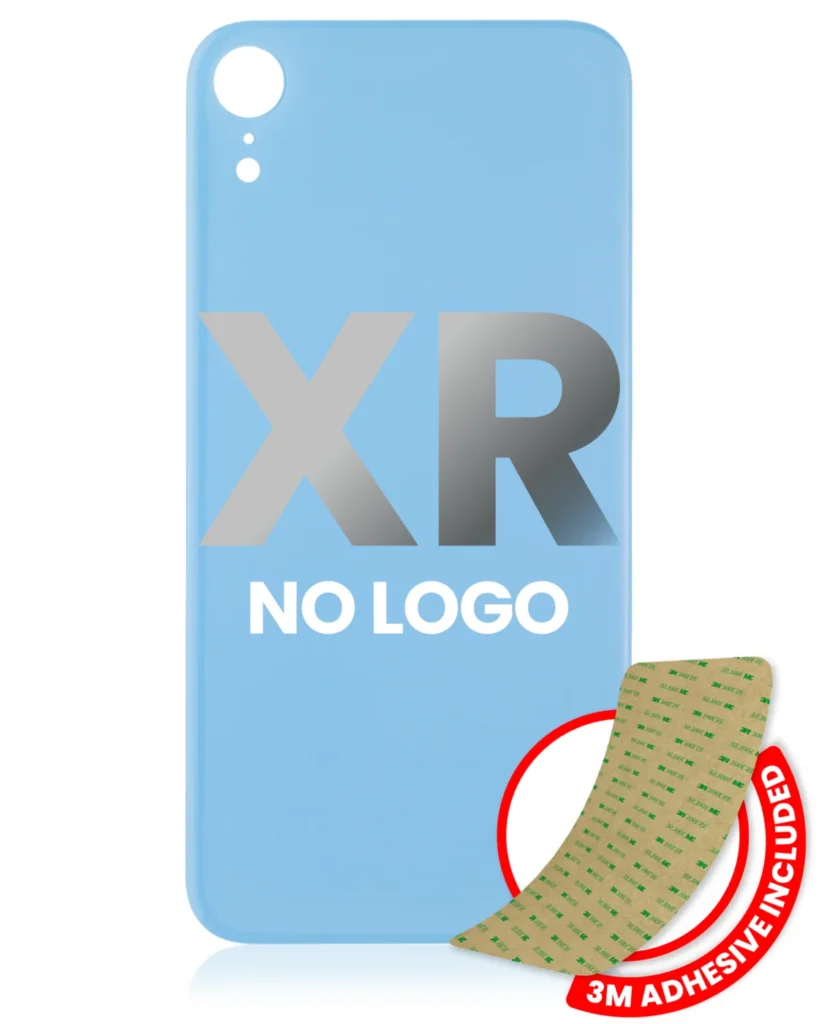 Back Glass With 3M Adhesive For iPhone XR (No Logo / Large Camera Hole) (Blue)