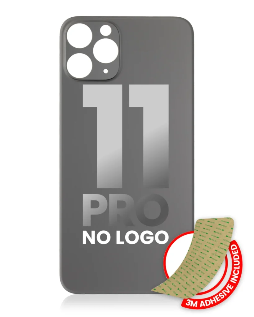 Back Glass With 3M Adhesive For iPhone 11 Pro (No Logo / Large Camera Hole) (Space Gray)