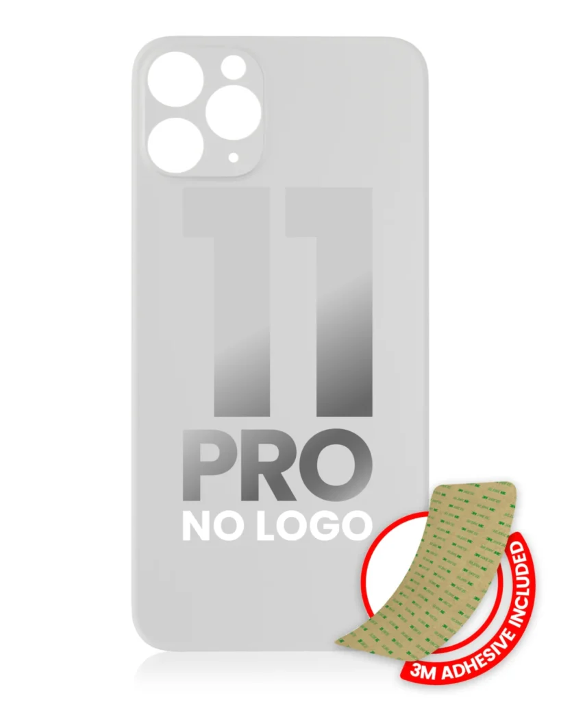 Back Glass With 3M Adhesive For iPhone 11 Pro (No Logo / Large Camera Hole) (Silver)