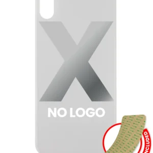 Back Glass With 3M Adhesive For iPhone X (No Logo / Large Camera Hole) (Silver)