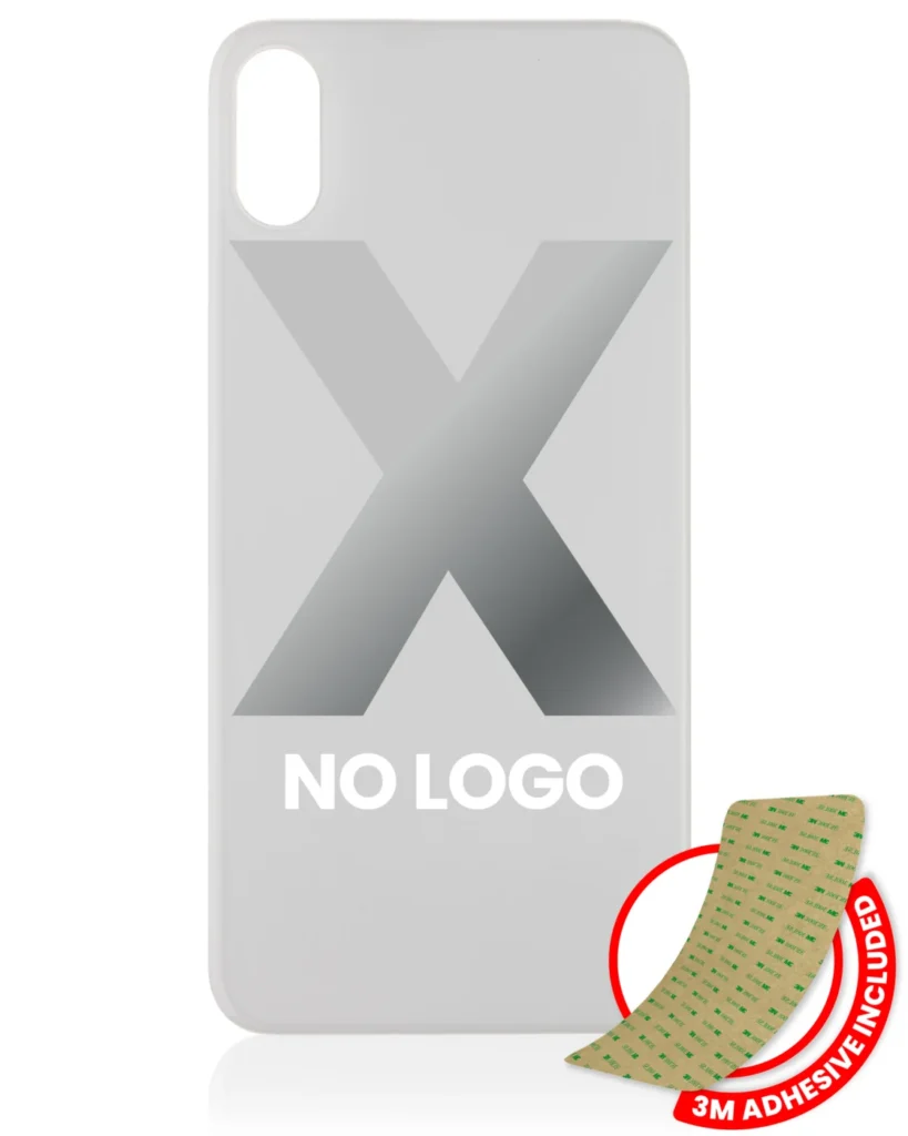 Back Glass With 3M Adhesive For iPhone X (No Logo / Large Camera Hole) (Silver)