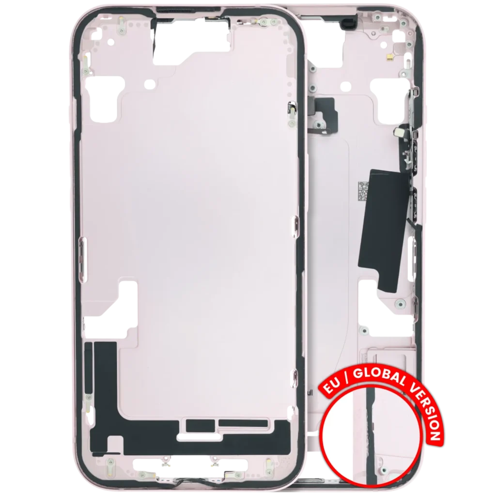 Mid-Frame Housing W/ Small Parts For iPhone 15 (EU / Global Version) (Used OEM Pull: Grade C) (Pink)