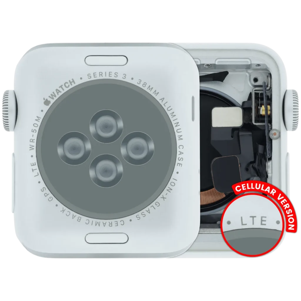 Housing Assembly Compatible For Watch Series 3 (38MM) (Used OEM Pull: Grade A) (Cellular Version) (Aluminum / Silver)