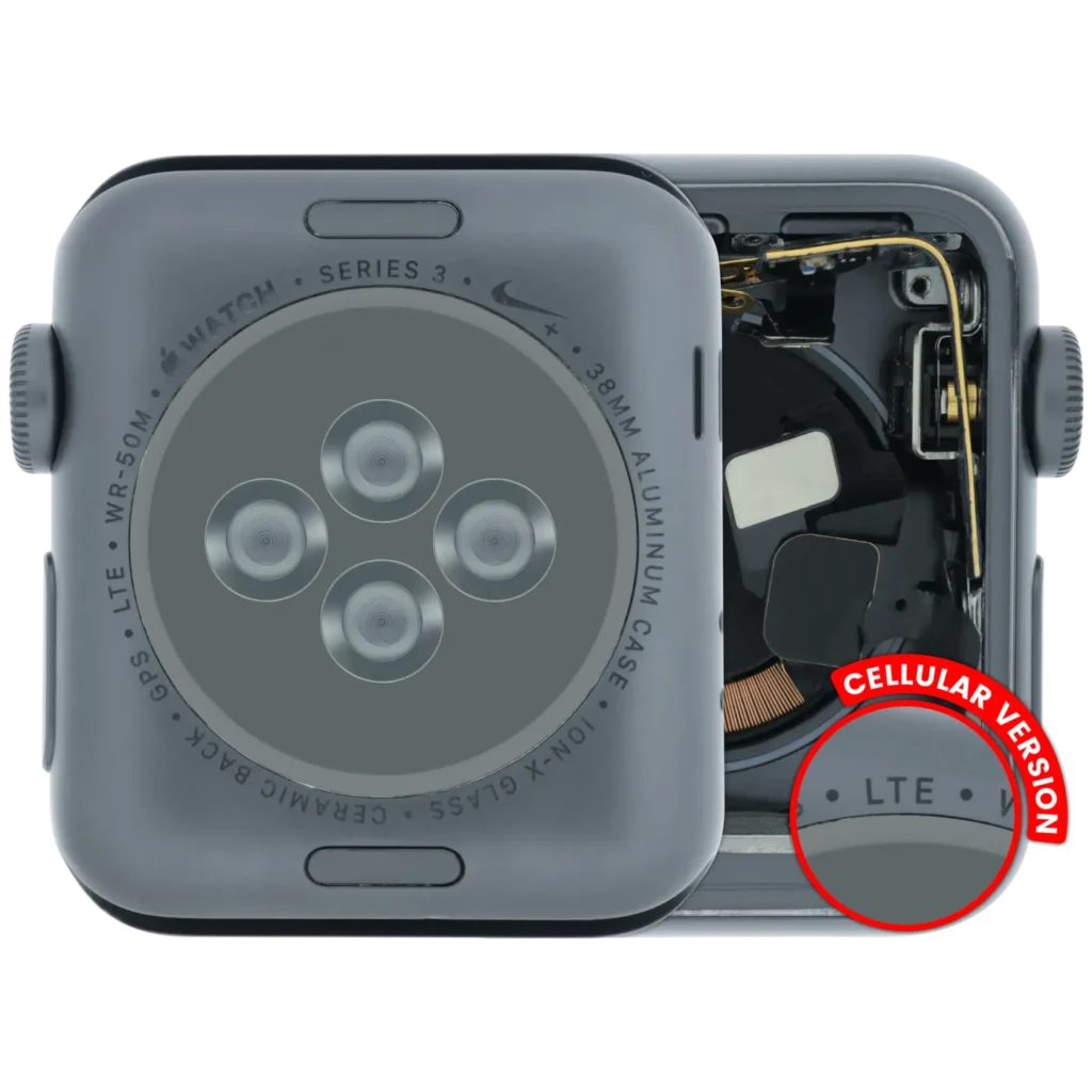 Housing Assembly Compatible For Watch Series 3 (38MM) (Used OEM Pull: Grade A) (Cellular Version) (Aluminum / Space Black)