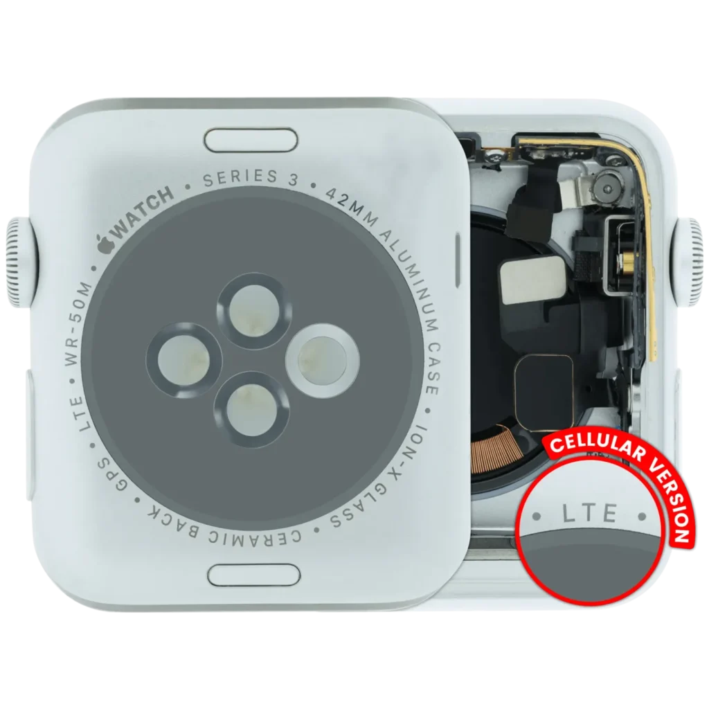 Housing Assembly Compatible For Watch Series 3 (42MM) (Used OEM Pull: Grade A) (Cellular Version) (Aluminum / Silver)
