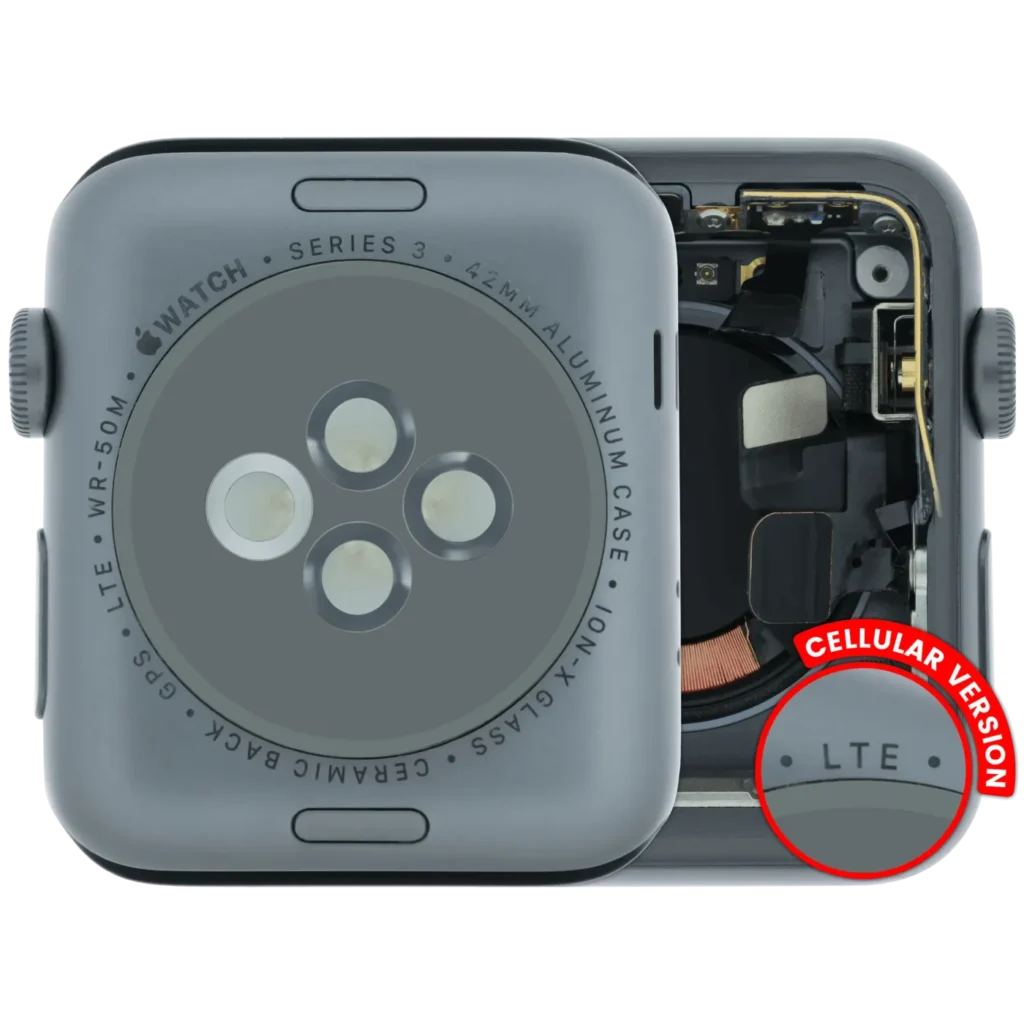 Housing Assembly Compatible For Watch Series 3 (42MM) (Used OEM Pull: Grade A) (Cellular Version) (Aluminum / Space Black)