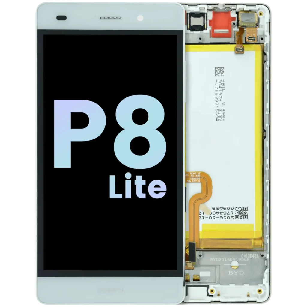 LCD Assembly With Frame For Huawei P8 Lite ALE-L21 (2015) (Huawei Genuine) (White)