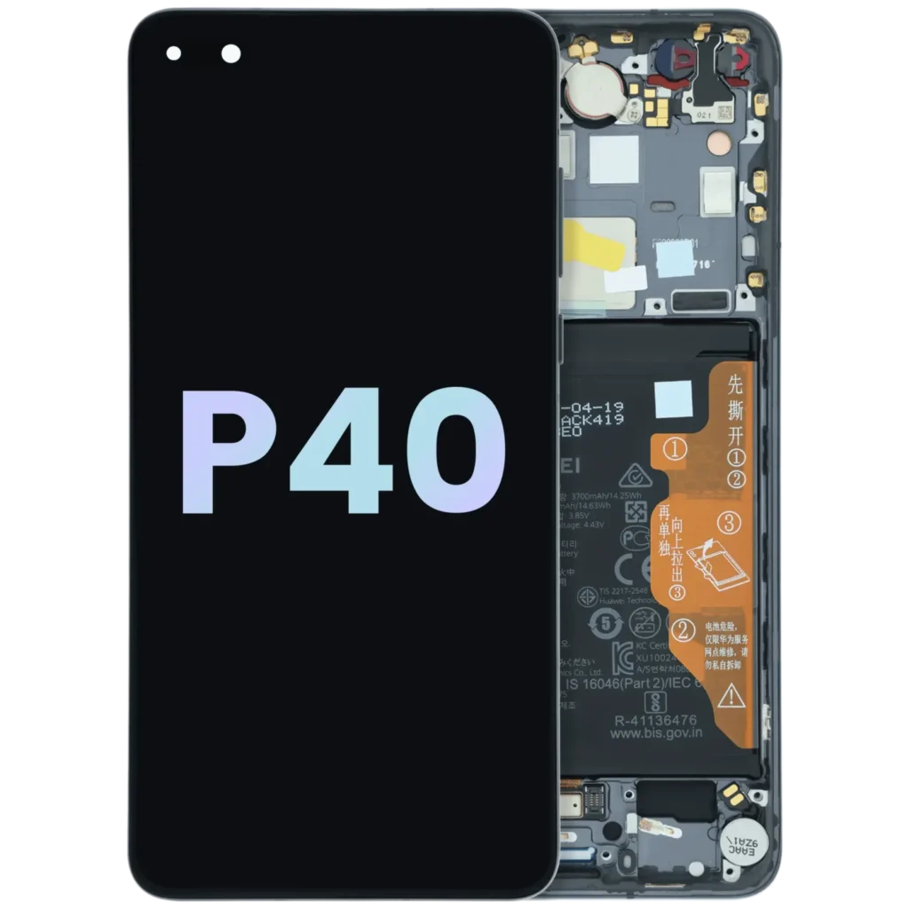 OLED Assembly With Frame For Huawei P40 (ANA-NX9 / 2020) (Huawei Genuine) (Black)