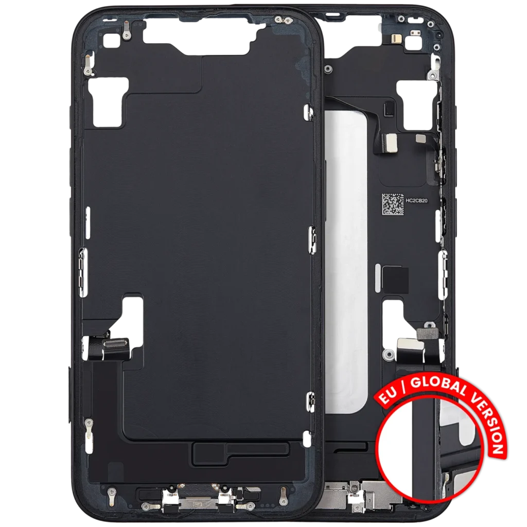 Mid-Frame Housing W/ Charging Port Flex & Small Parts For iPhone 16e / 17e (EU / Global Version) (Used OEM Pull: Grade B) (Black)