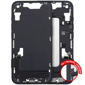 Mid-Frame Housing W/ Charging Port Flex & Small Parts For iPhone 16e / 17e (EU / Global Version) (Used OEM Pull: Grade B) (Black)