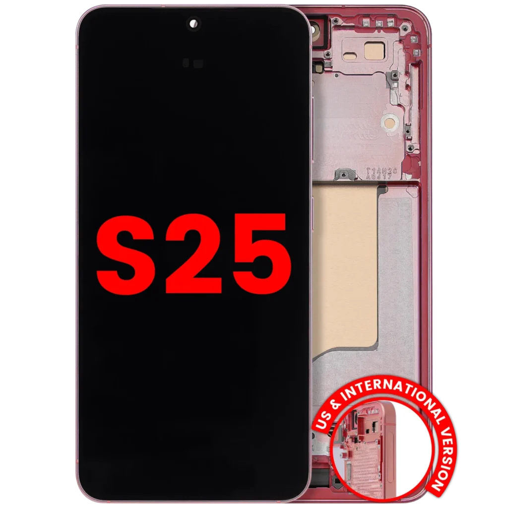 OLED Assembly With Frame For Samsung Galaxy S25 5G (US & International) (Aftermarket Plus) (Coral Red)