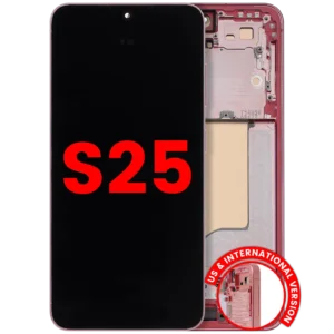 OLED Assembly With Frame For Samsung Galaxy S25 5G (US & International) (Aftermarket Plus) (Coral Red)
