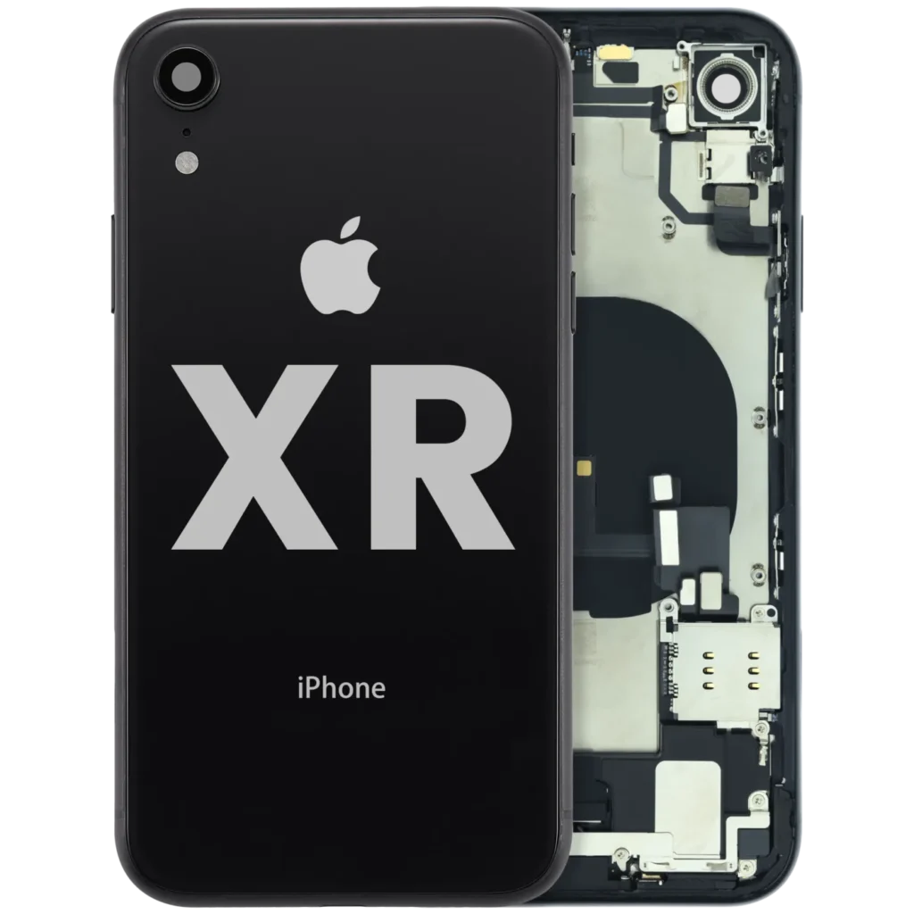 Back Housing W/ Charging Port Flex and Small Components Pre-Installed For iPhone XR (Used OEM Pull: Grade A) (Black)